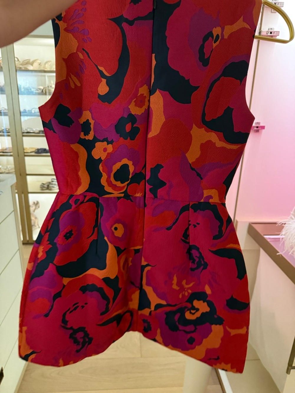Amanda Uprichard Red and Pink Floral Fit-and-Flare Mini Dress - Picture 4 of 4